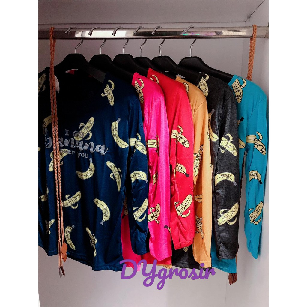  KAOS  I GO BANANA OVER YOU LENGAN PANJANG BAHAN  SPANDEX 