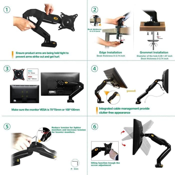 Bracket Oximus Hydra ZD-P1118 (13&quot;- 27&quot;) Bracket Jepit Meja 1 LCD HITAM