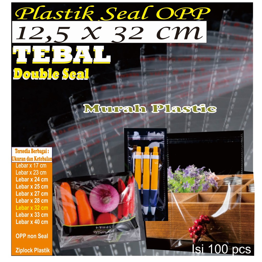 Plastik OPP 12,5 x 28 TEBAL Iai 100 pcs + lem/undangan/roti/souvenir/scarf/dll