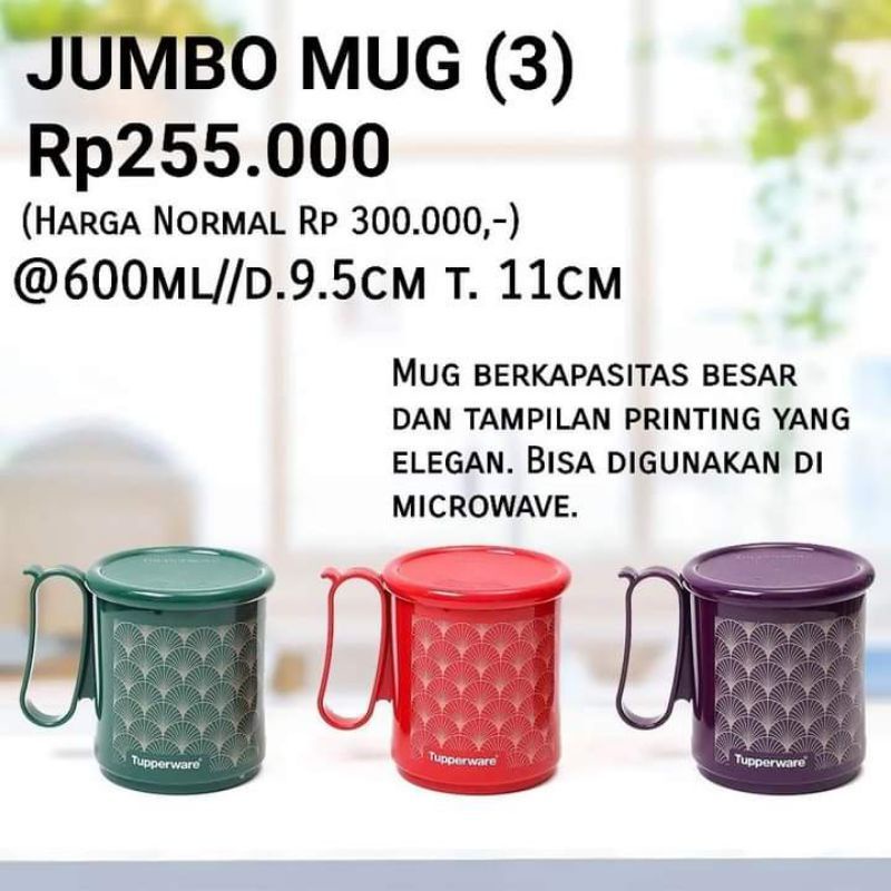 cangkir jumbo mug 600 ml art deco tuperware satuan