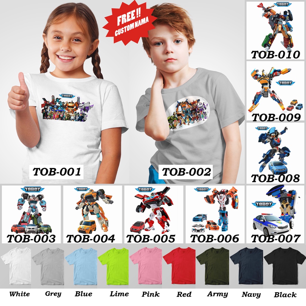 [FREE NAMA!!] Kaos Anak &amp; Family Tobot 100% COTTON PREMIUM