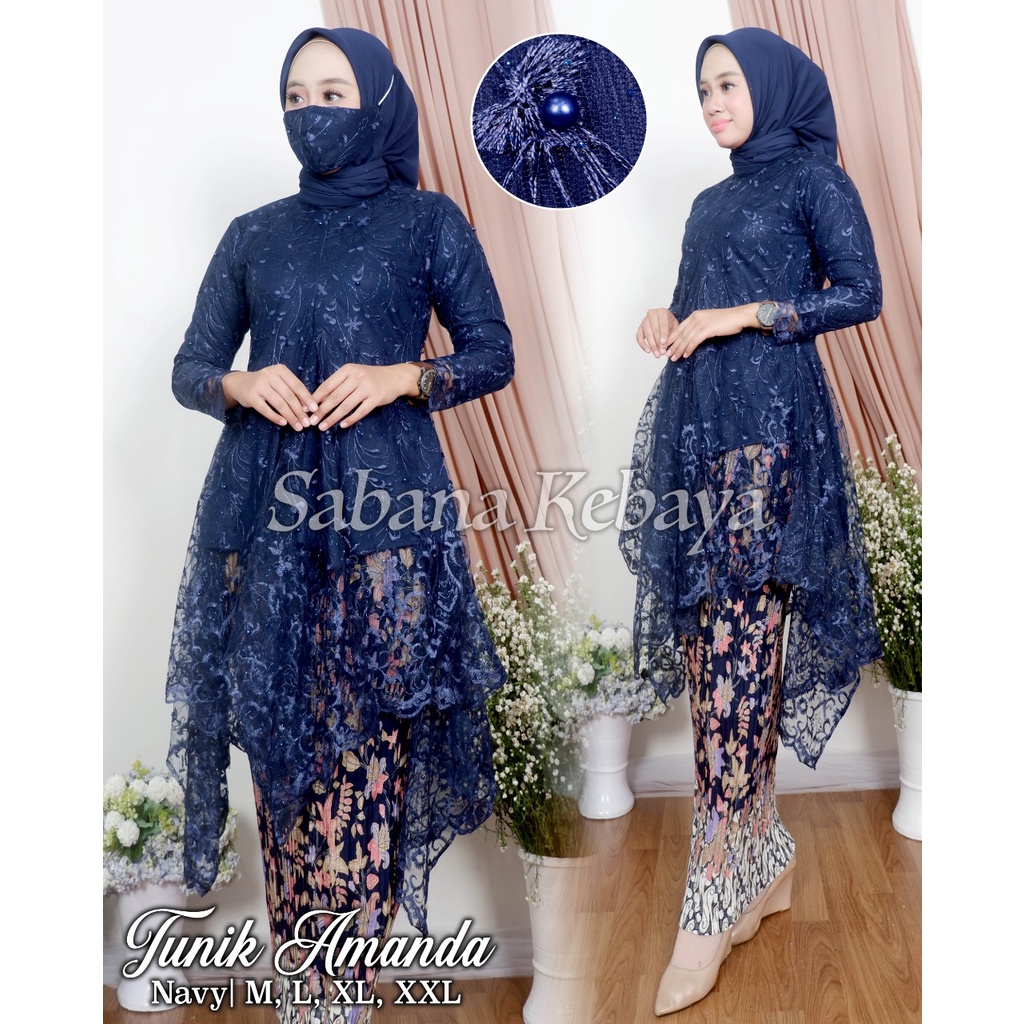 SAB&gt; SET KEBAYA AMANDA / KEBAYA BUSUI / BAJU KEBAYA MODERN / TUNIK TULLE BORDIR/ KEBAYA PESTA CANTIK