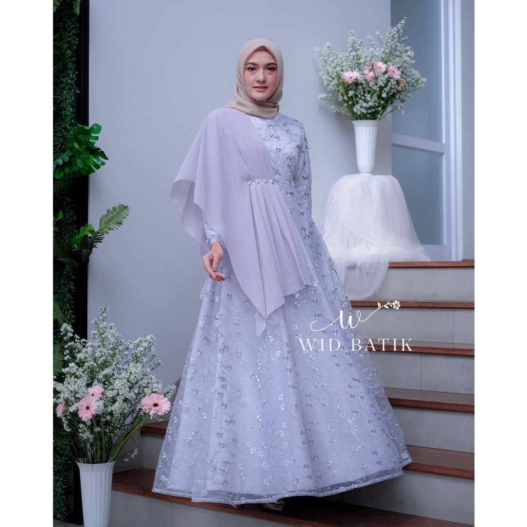 Gamis Brokat Selendang Terbaru