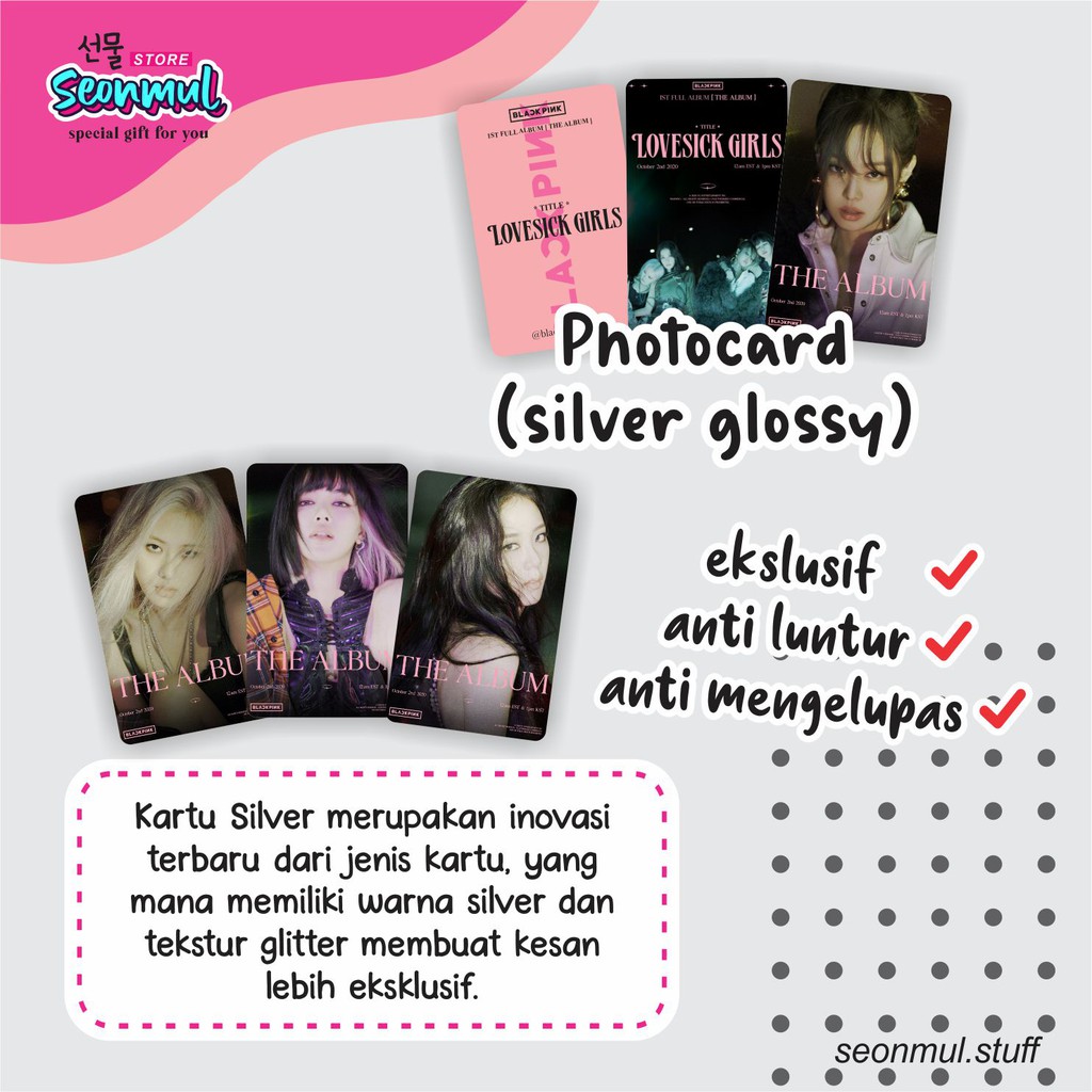 PHOTOCARD / ID CARD - BLACKPINK LOVESICK GIRLS SILVER GLITTER