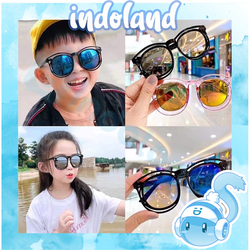 ☀ INDOLAND ☀ Kacamata Anak New Trend Fashion Terbaru Bulat New hitam G012