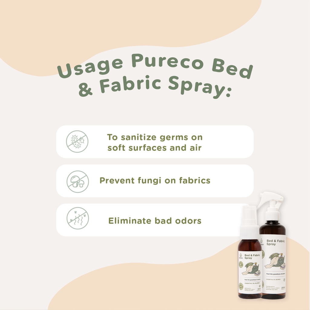 Pureco Bed and Fabric Spray - 250 ml Spray Kasur Anti Tungau 250ml Natural Semprotan Ranjang Naturein