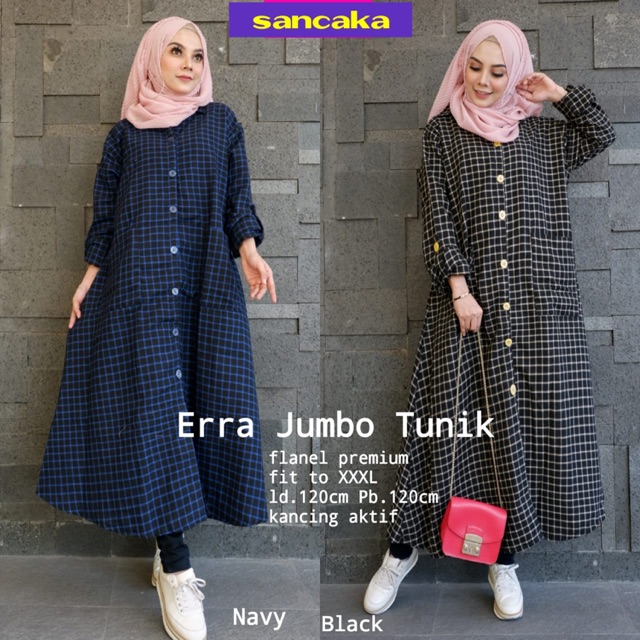 Era jumbo tunik /tunik terbaru/tunik trendy/tunik motif kotak/ baju murah solo/supliyer baju solo