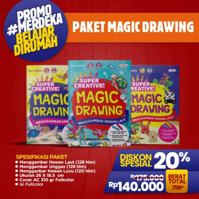 

Paket Magic Drawing free packing (kertas kado + pita)