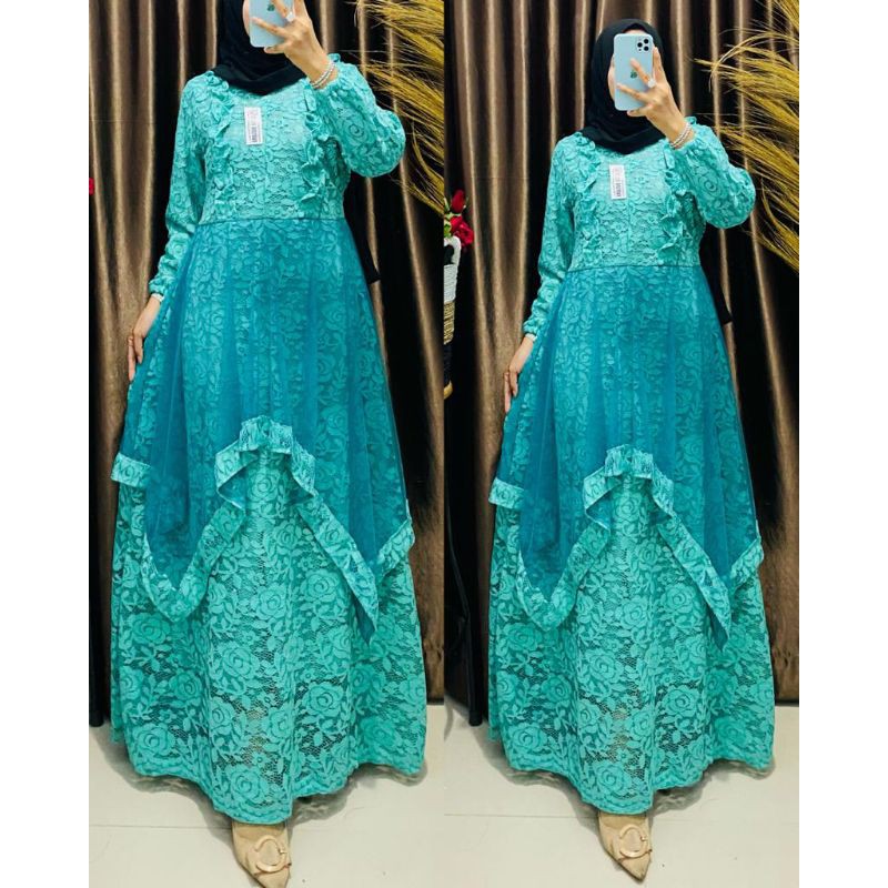 NEW 2020 Gamis Brokat Zahra Rempel Mewah Premium