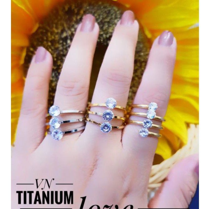 Titanium Perhiasan Cincin cantik mata 3 tingkat 2635E