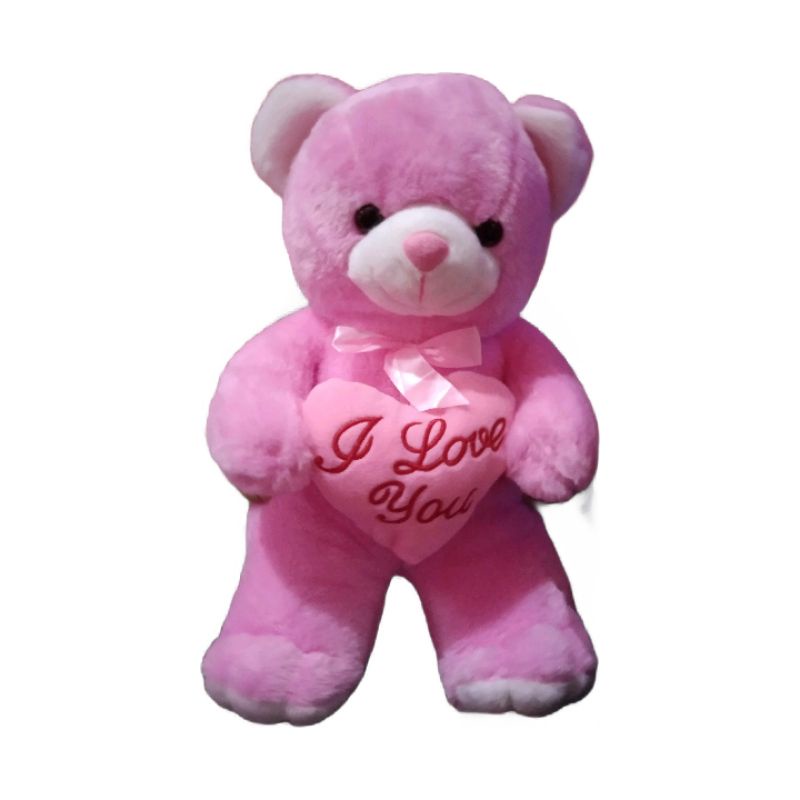BONEKA BERUANG TEDDY TEDY TEDI BEAR SIZE L LOVE CANTIK CUTE PINK DUDUK I LOVE YOU PONEL MAINAN