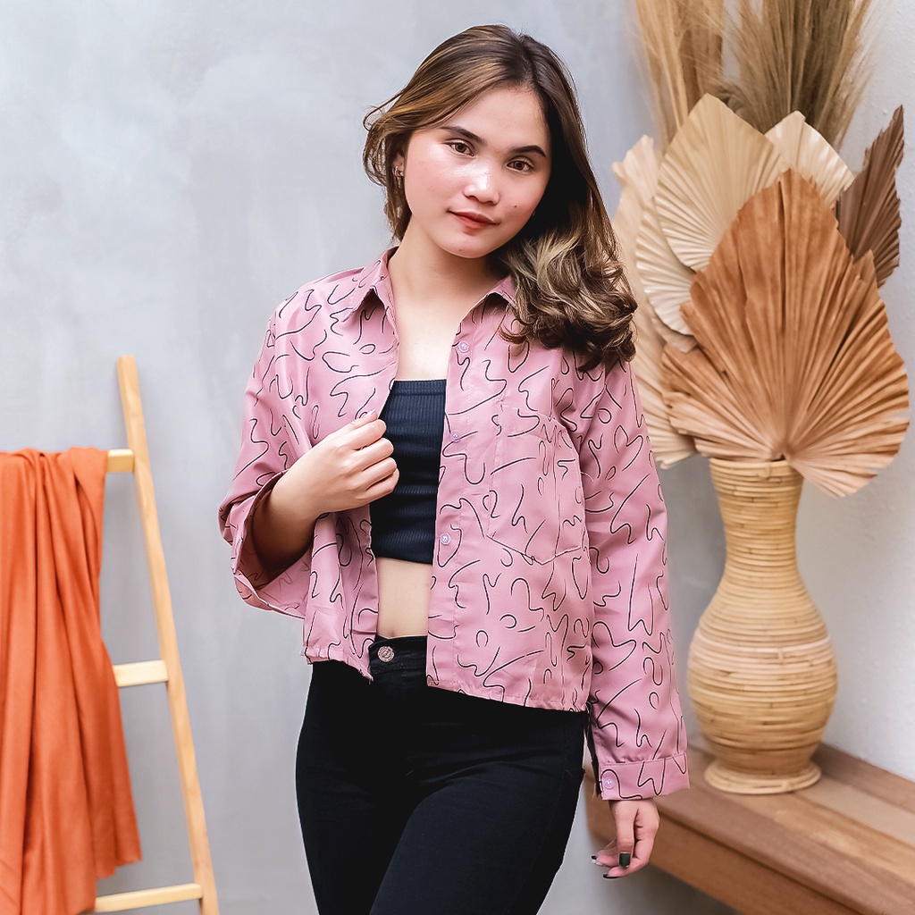 Tq88indonesia Fashion Baju Kemeja  Wanita Lengan Panjang Terbaru / Kemeja Fitro / Hem  Katun Cewek / Ootd / Kem