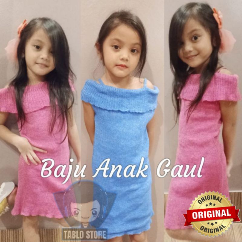 Dress TipTop Blouse Gliter Bahu Dres Baju Anak Perempuan