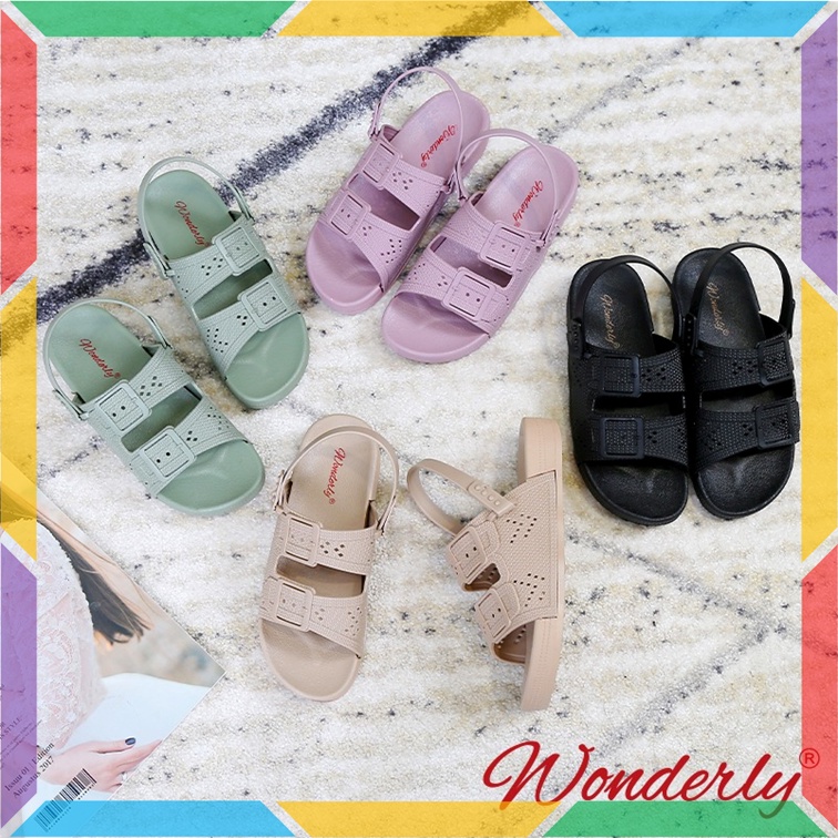 2027-5 Sepatu Sandal Wanita Wonderly Sendal Cewek Strap 2in1 Ban 2 Karet Jelly Tali Rajut Korea