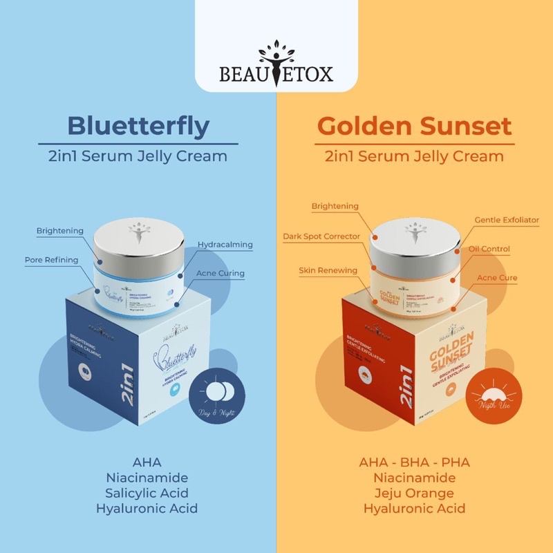 Beautetox New Product Bluetterfly Brightening Serum Jelly Cream Golden sunset