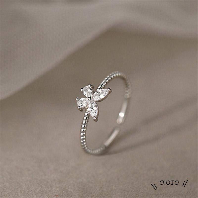 【COD】Cincin Kupu-Kupu Sederhana Cincin Jari Telunjuk Desain Kupu-Kupu Aksen Berlian Untuk Wanita