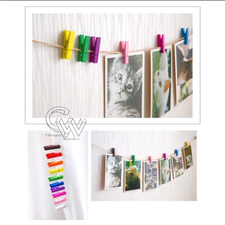 Cheaper-Jepitan Foto 50pcs Buku Diary Wooden Clip Warna Warni