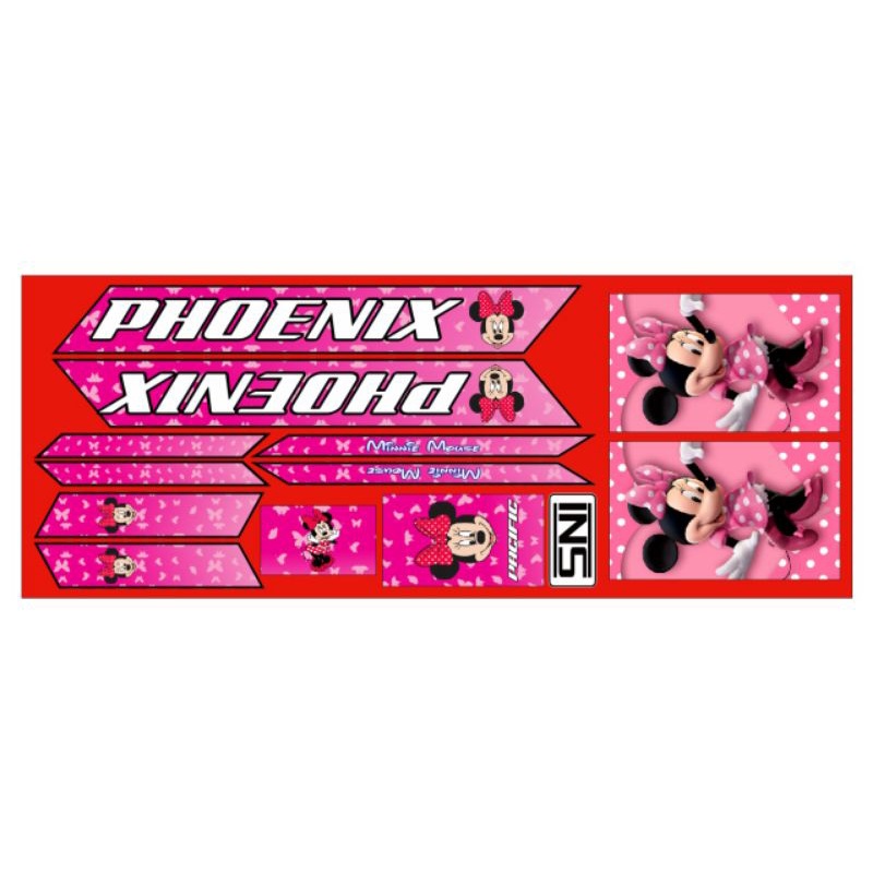 stiker sepeda anak ukuran 12/16 Phoenix minny mouse