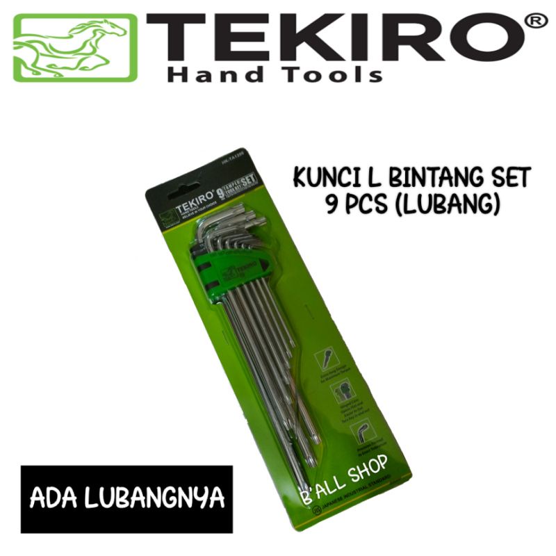 Kunci L Bintang Set 9pc (Lubang) Tekiro  HK - TA1206