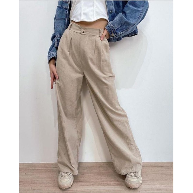 celana kulot highwaist HW katun linen bangkok