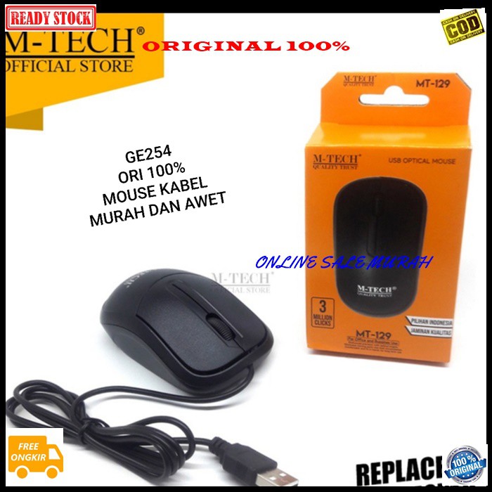 G254 M-tech 100% ori Mouse kabel usb cable optical komputer laptop elektronik control murah awet mtech original G254   Kabel 1 meter  Plug &amp; Play USB Size: 10 x 8 x 3 cm G254