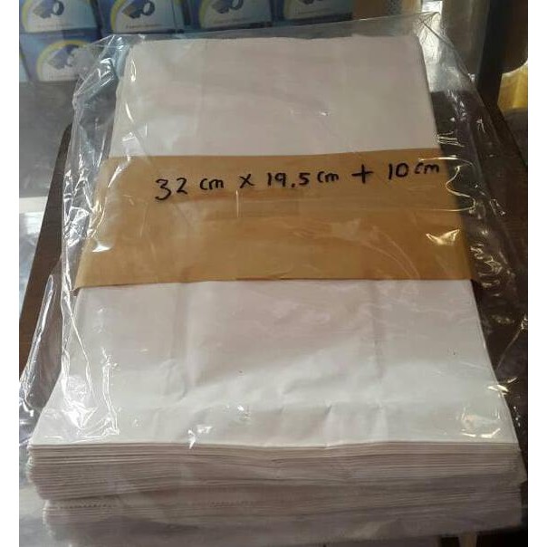 

DISKON paper bag besar - kantong kertas putih untuk roti, fried chicken dll