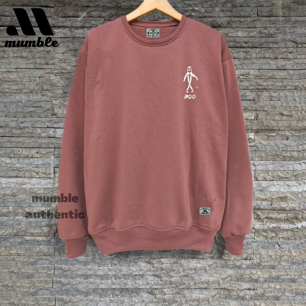 Sweater Oversize Crewneck Distro Warna Mocca List BOO  Ful Warna Crewneck Cowok Terbaru 2022