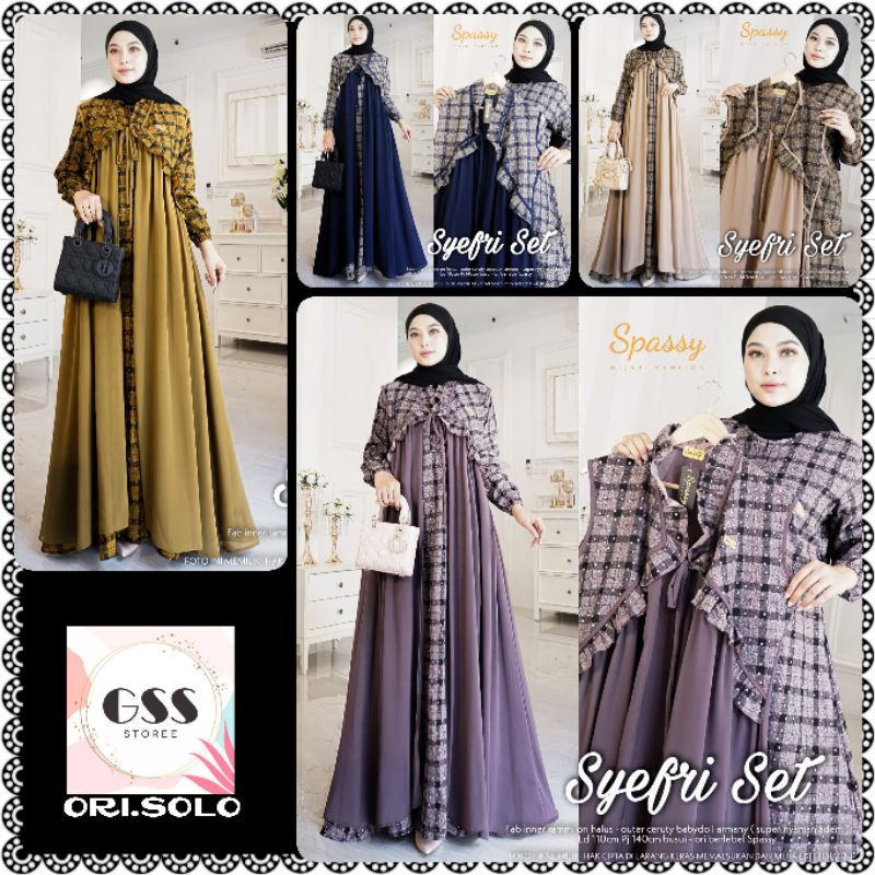 SYEFRI SET DRESS Original By SPASSY HIJAB Ld 110 PB 140 Busui Katun Rammi Halus Mix Ceruty Babydoll 