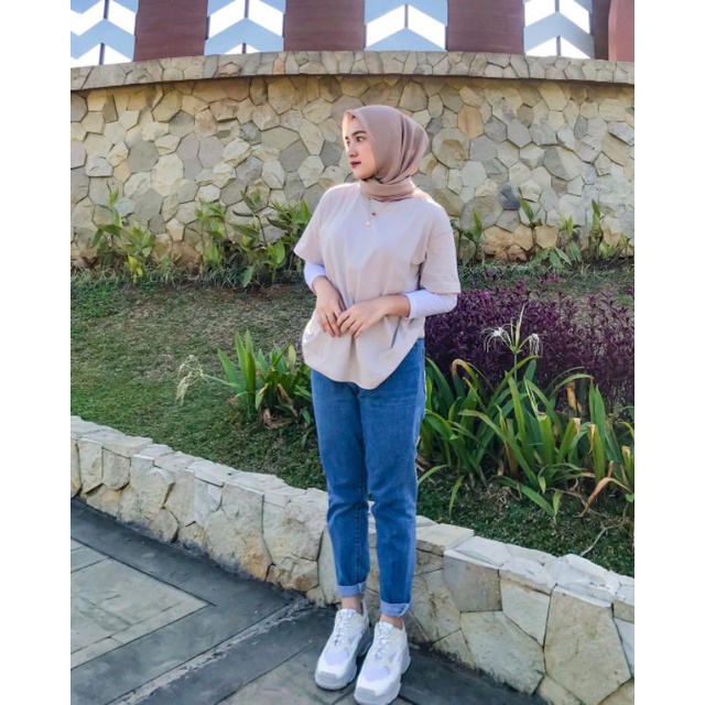 CELANA BOYFRIEND JEANS SNOW WANITA //FREE BELT