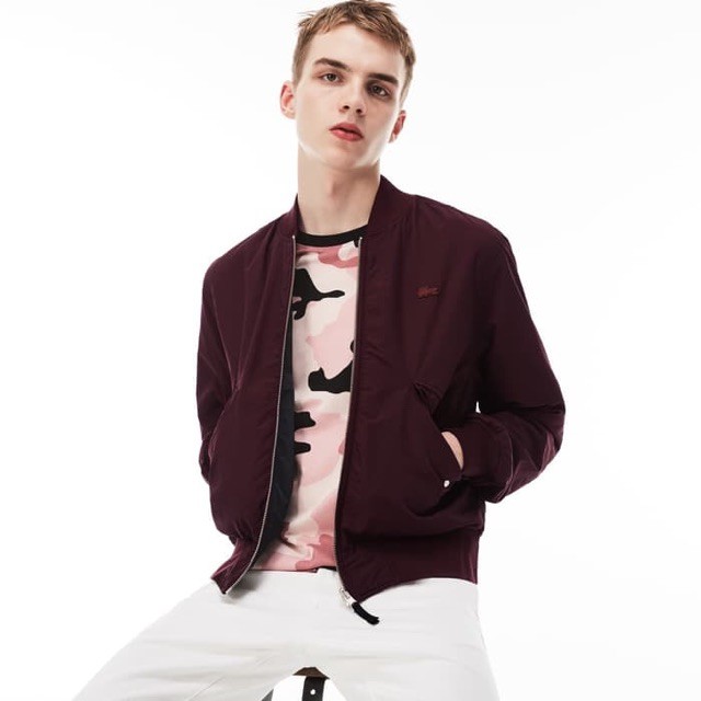 Jaket Lacoste Live Reversible Bomber Jacket Maroon Original Unisex
