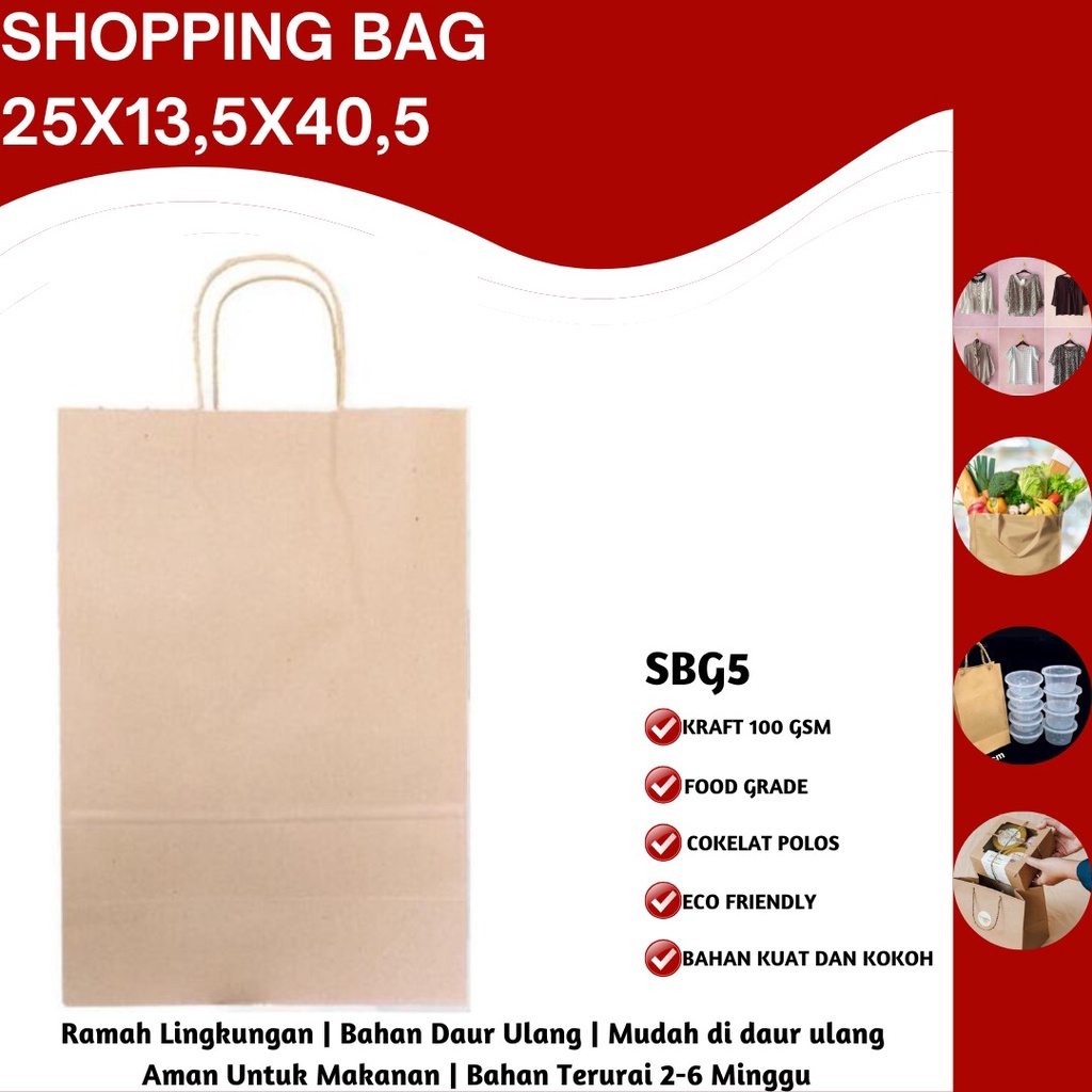 Tas Belanja Paper Bag Shopping Bag Kantung Belanja (SBG5-28X13.5X40.5 Cm)