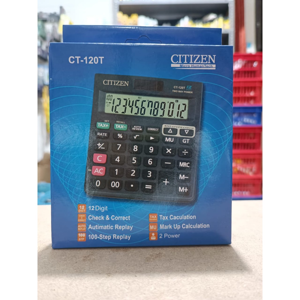 Kalkulator Citizen CT-120T Dagang ukuran besar Citizen 12 Digits