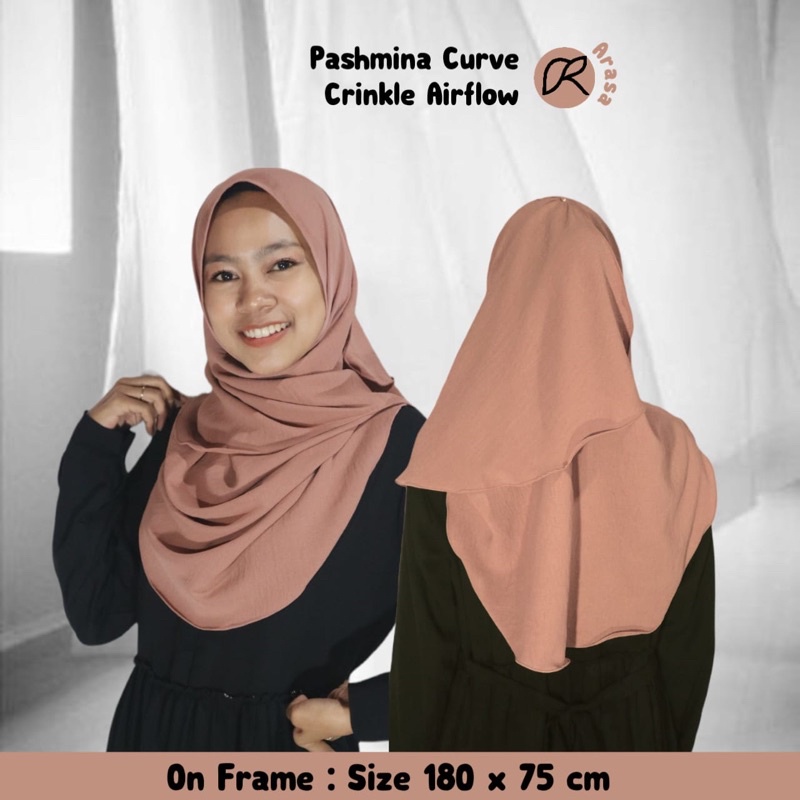 Pashmina Curve Crinkle Airflow by Arasa Hijab • Pashmina oval • Happy Shawl • Pashmina Malaysia