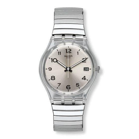 Swatch Analog Jam Tangan Rantai Unisex GM416B GM416 Silverall Original