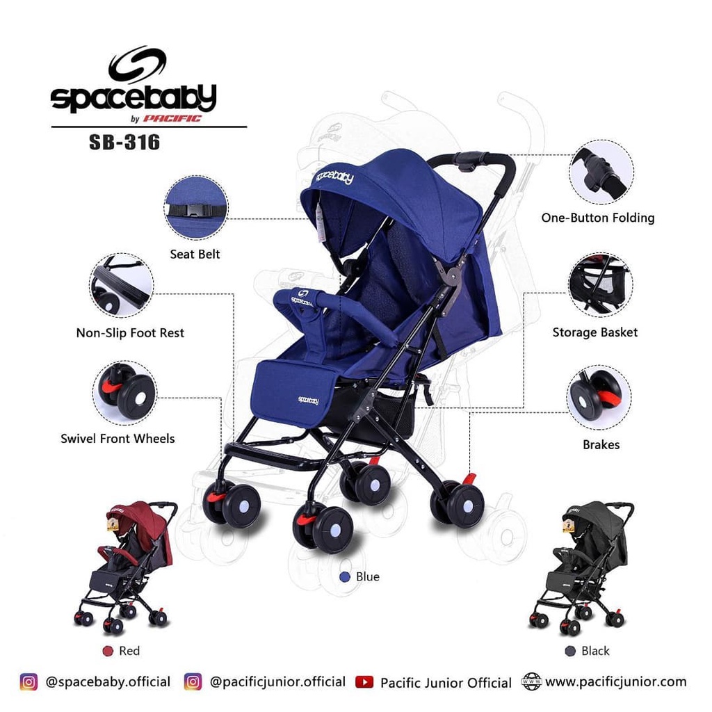 Stroller Space Baby SB 316 Stroller Cabin Size Spacebaby Murah