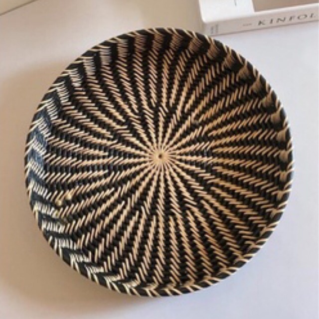 Lombok Authentic Nampan Rotan Bulat  Ivana Tray kombinasi Plastik Bekas Round Serving Tray Rattan Ha