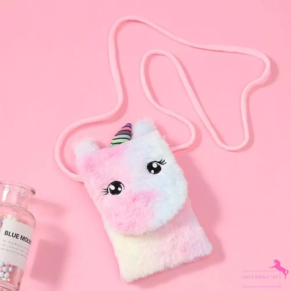 Tas Selempang Unicorn Bulu Plush Sling bag Bulu halus Pergi Anak