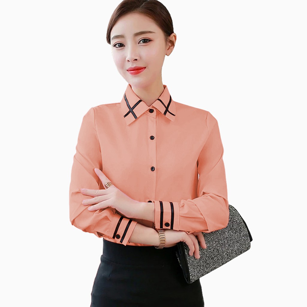 Kemeja lengan panjang Gaya Korea variasi list model terbaru - XSHOP Ida LS