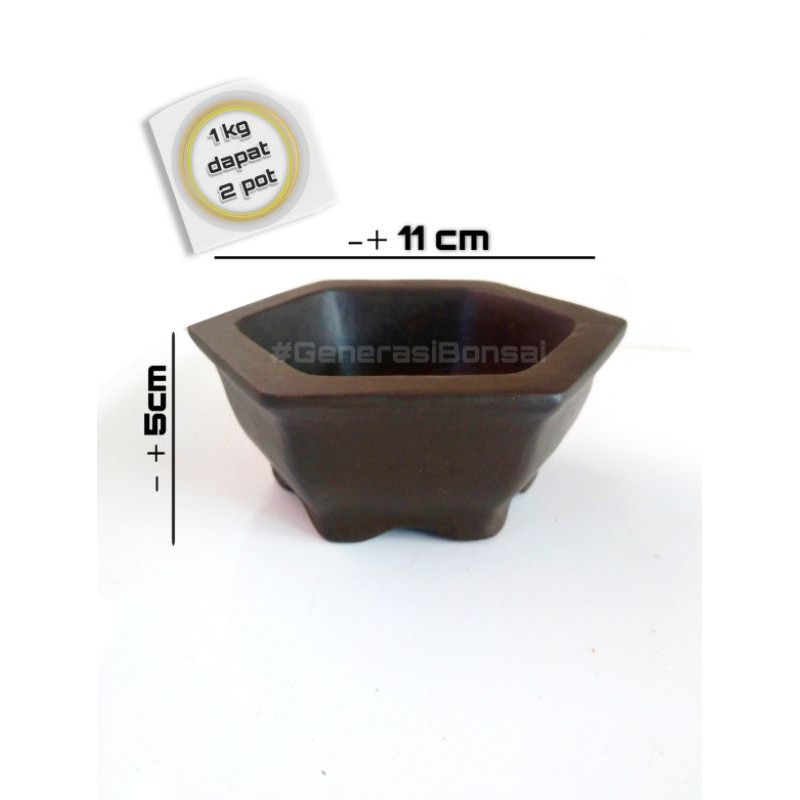 Pot bonsai mame segi enam bahan semen