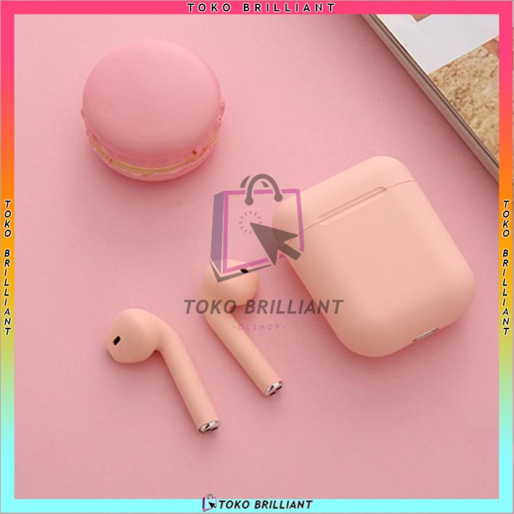 [Bisa Sitem COD] Macaron HEADSET BLUETOOTH DENGAN KOTAK PENYIMPANAN &amp; Lanyard headphone Headset i12 TWS | i12