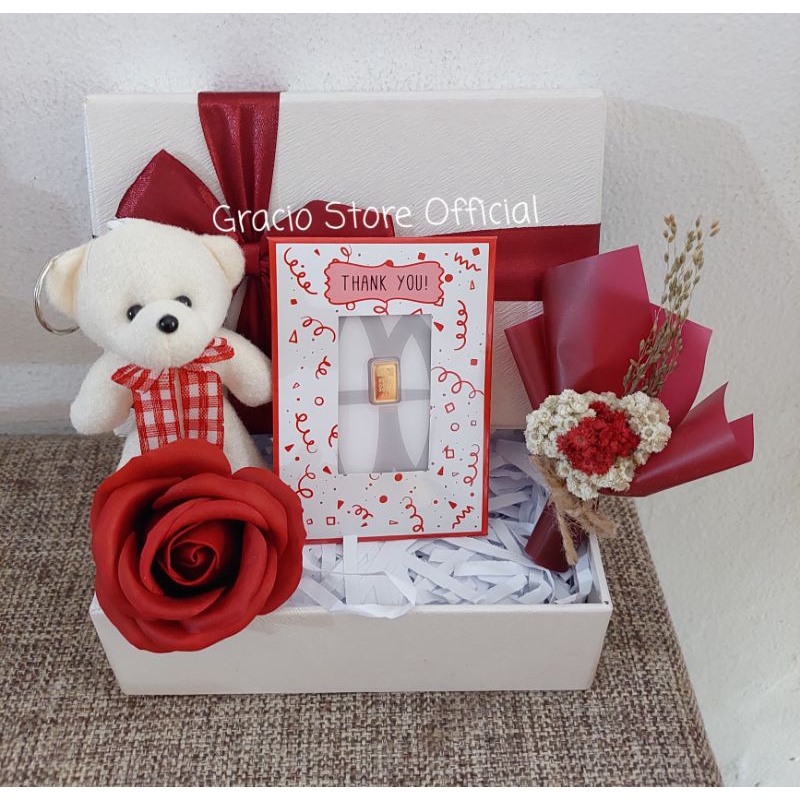 GIFT BOX SPESIAL THANK YOU NUANSA MAROON HAMPERS LOGAM MULIA ANTAM 0 5 GR