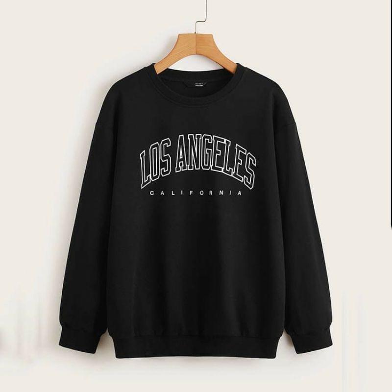 LOS ANGELES SWEATER OVERSIZE  CREWNECK WANITA PRIA/SWEATER OVERSIZE FLECEE TEBAL