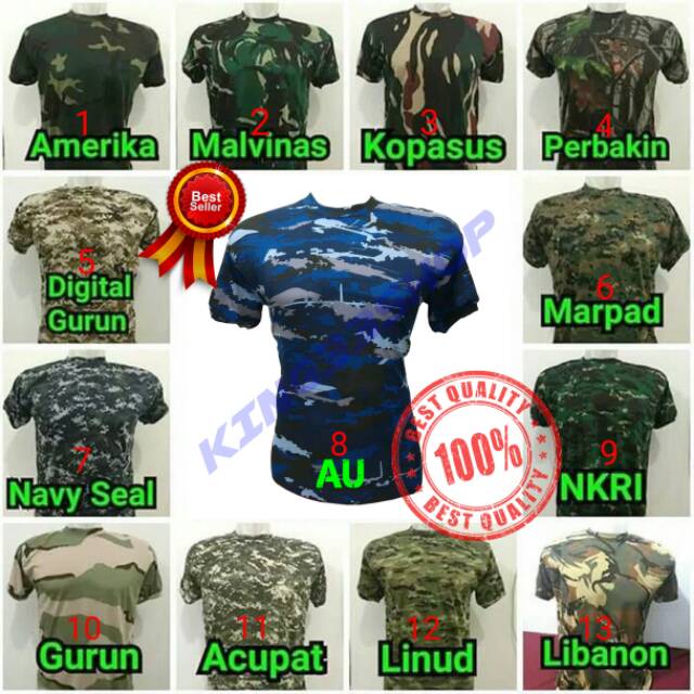 Kaos army/kaos loreng army/kaos loreng lengan pendek