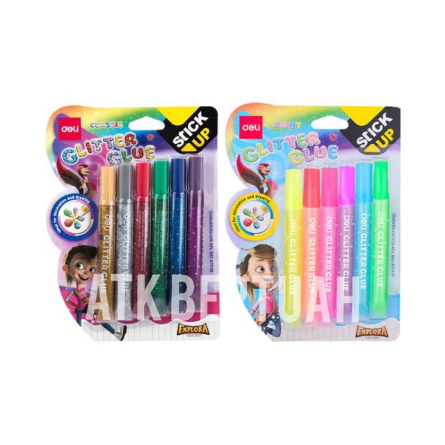 

DELI GLITTER GLUE METALLIC CLASSIC NEON SHINY SET LEM KILAP KILAU