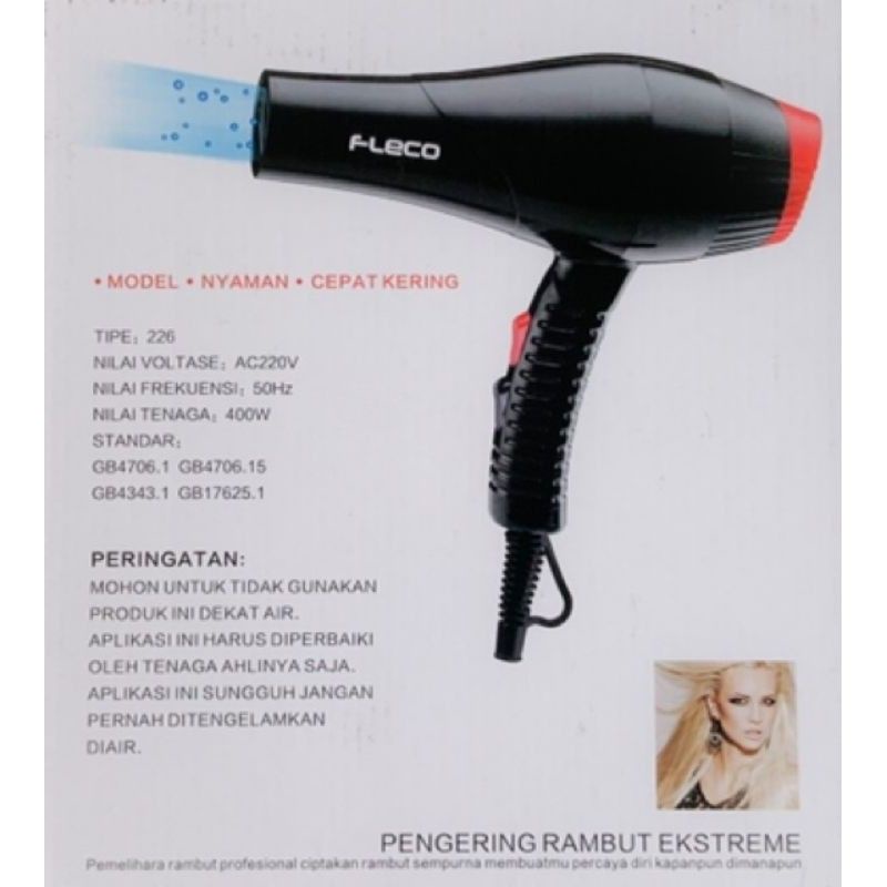 Hairdryer Fleco No 226 Hairdryer Besar Pengering Rambut 400W