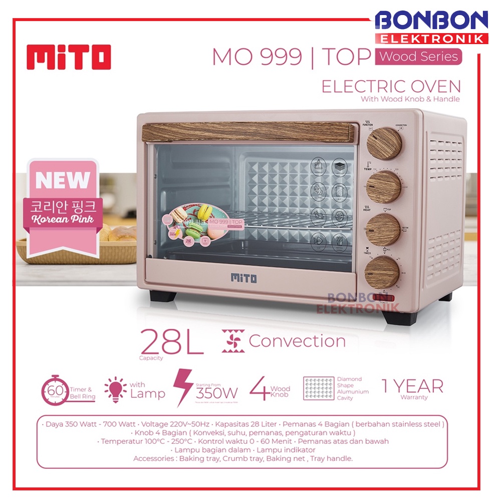 MITO MO 999 Oven Listrik 28 Liter (Wood Series) 350W / MO999