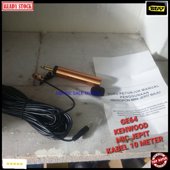 G64 kenwood Mic Jepit kabel 8 meter Kancing kerah baju microphone Clip on klip tie Condensor sensitif aux mikrophone mik karaoke sound audio klip cable profesional pro vocal vokal karaoke mikrophone microphone audio sound system panggung dj studio sensiti