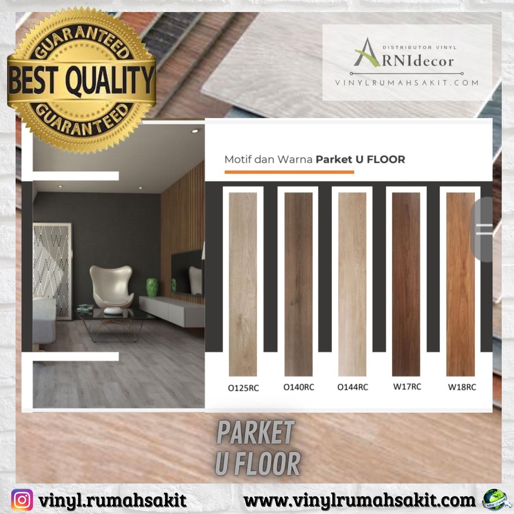 Parket Laminate U Floor 8mm-Motif Kayu Uk.19,3cmx1,283m Best Quality