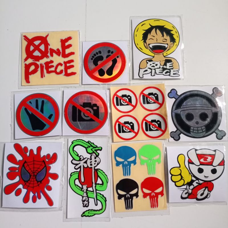 

Sticker Cutting di larang photo injak pegang one piece RCB punisher naga