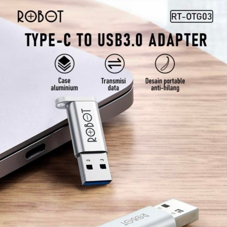 E_   Adapter OTG ROBOT RT-OTG03 Type-C To USB3.0 Small &amp; Portable Aluminium